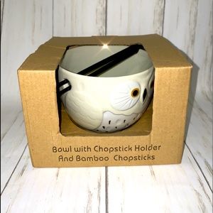 Owl Bowl with Bamboo Sticks